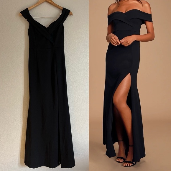 Song of Love Black Off-the-Shoulder Maxi Dress - Picture 1 of 8